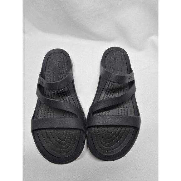 Crocs Swift water Seasonal Sandal Slide Lightweight All Black Size 8 - Picture 1 of 15